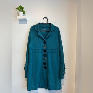 Neon Buddha Teal Button-Up Shacket